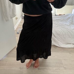 Vintage Black Tiered Midi Maxi Skirt